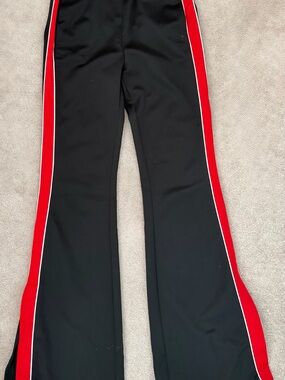 Kids Black Track Pants with Red Side Stripe